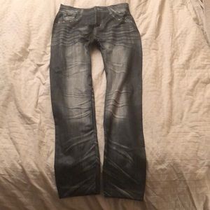 L/XL Cloya denim print fleece leggings NWOT